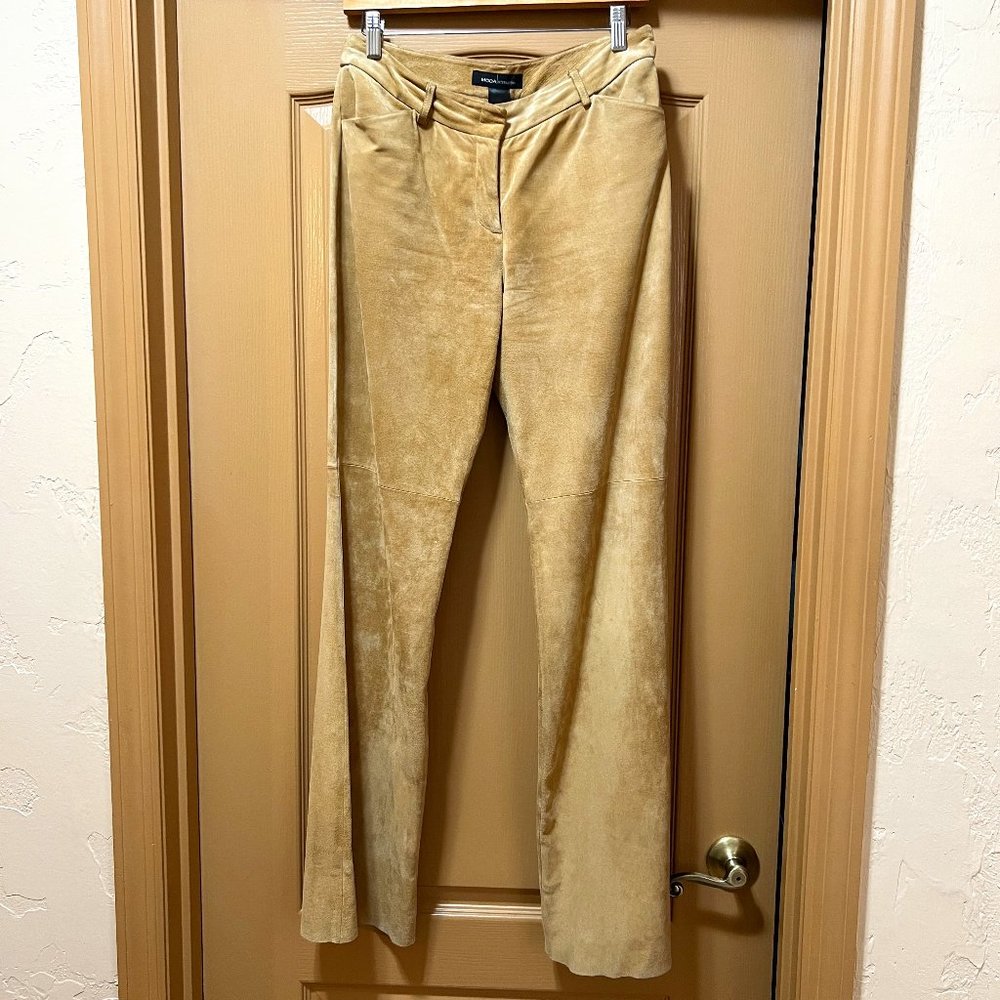 ❣️LIKE NEW❣️Washable MODA International Beige Suede Pants 100% Genuine Leather - Picture 3 of 13